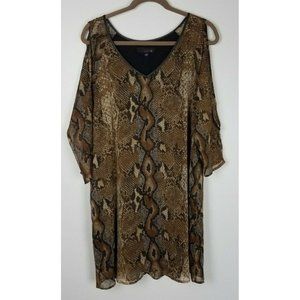 Isabel Lu Sz. L Cold Shoulder Reptile Print Short Dress W/ Back Button Detail